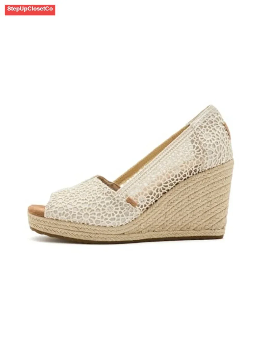 Women's Essential Wedge Peep Toe Slingback Sandals Jute Wedge Heel